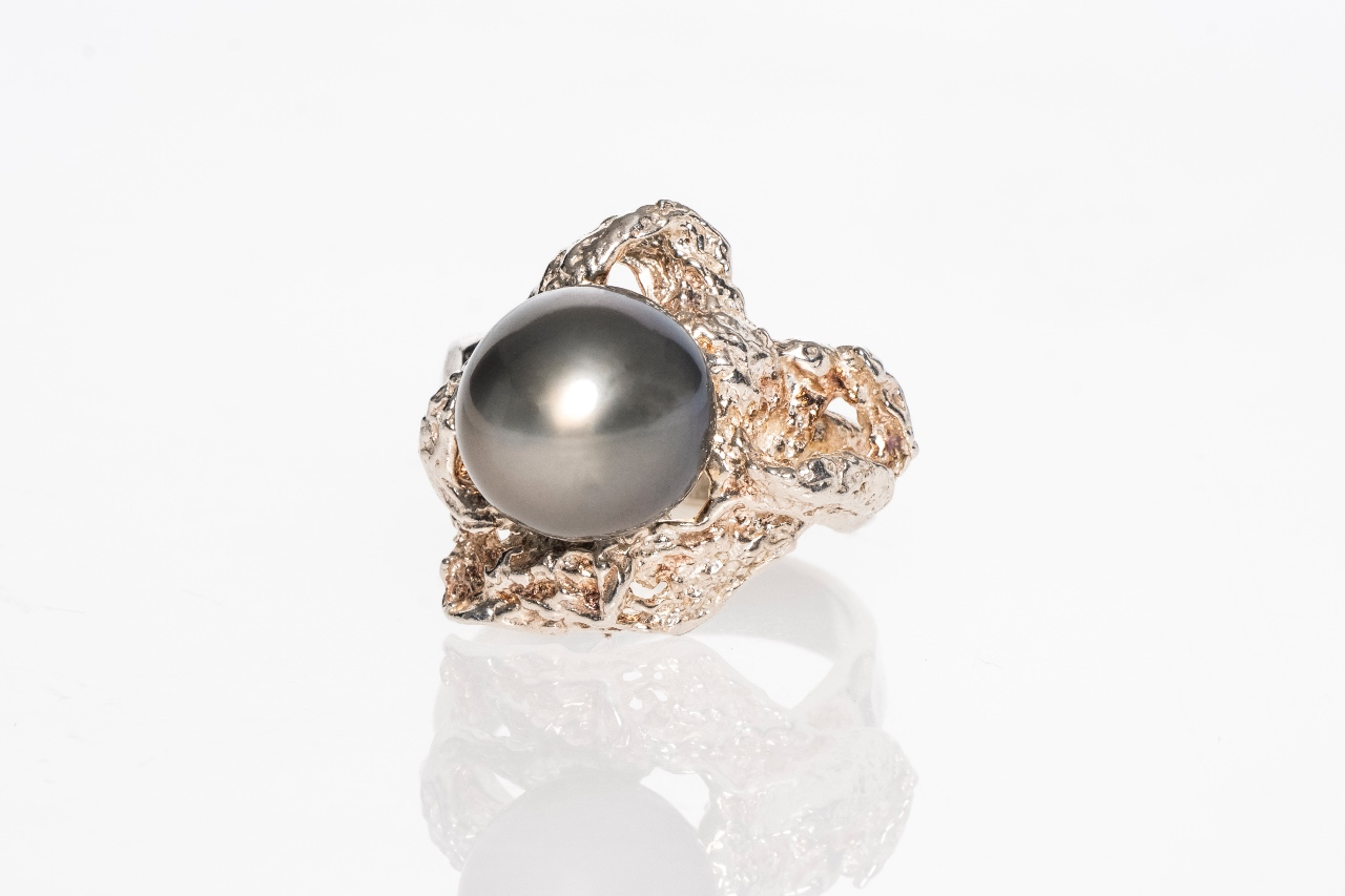 Anello "Torchon con Perla Tahiti "